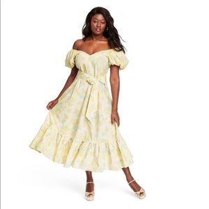 New LoveShackFancy Yellow Ines Puff Sleeve Dress